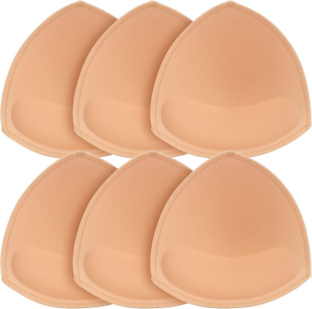 Nimiah Bra Pads Insert 3 Pairs Sewn Edge Bra Inserts AB, CD, DE Cups | Swimsuit Replacement Pad B... | Amazon (US)