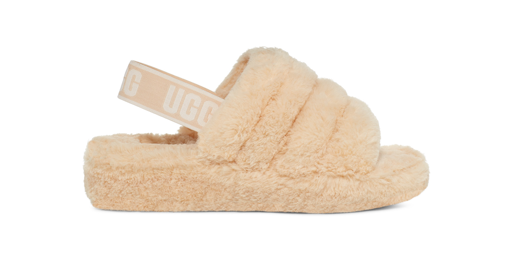 UGG Women's Fluff Yeah Fuzz Sugar Tencel Slippers in Natural, Size 10 | UGG (US)