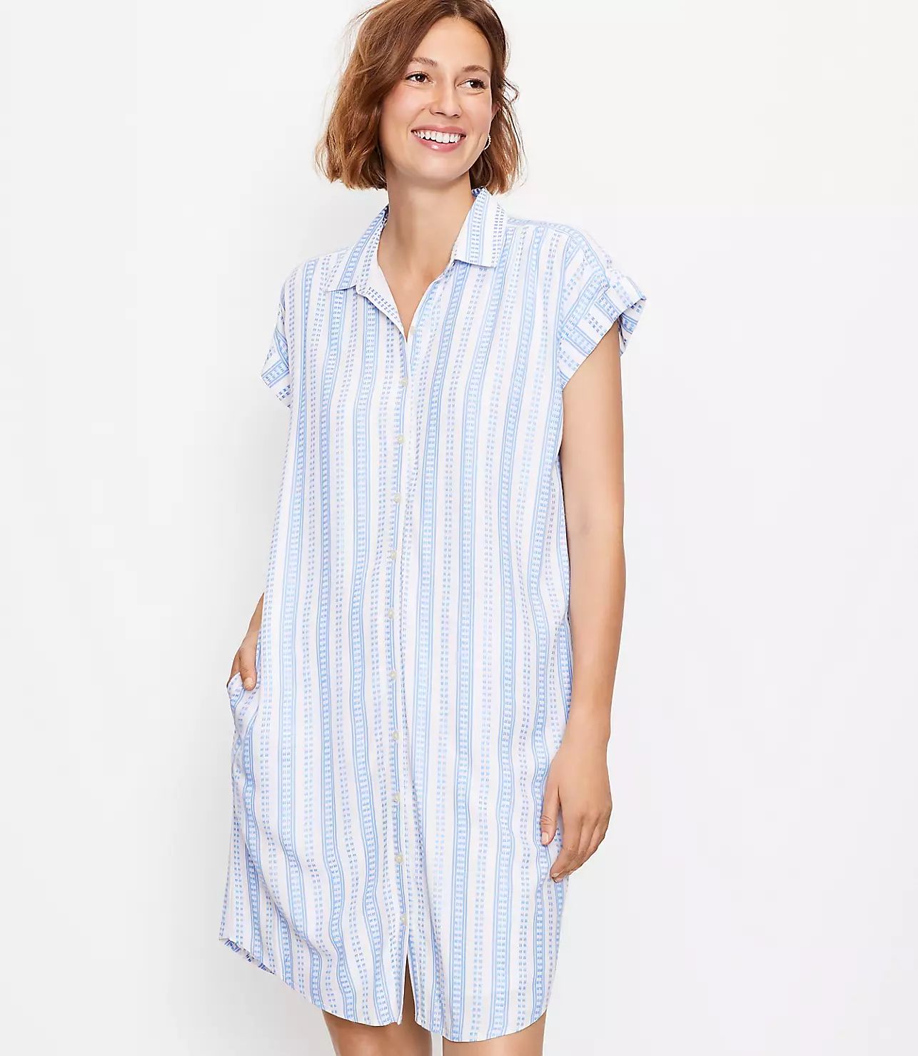 Striped Dolman Pocket Shirtdress | LOFT