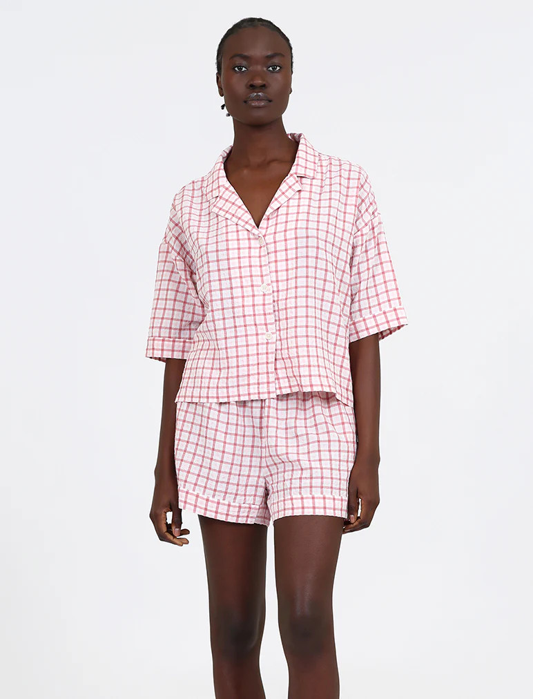 Seersucker Gingham Boxer PJ Set | Papinelle Sleepwear US