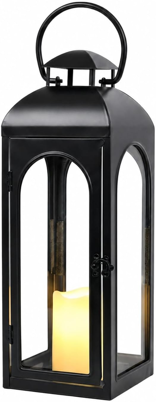 Bdor Decorative Outdoor Lantern Candle,Black Lantern Timer,20 Inch,1 Pack | Amazon (US)