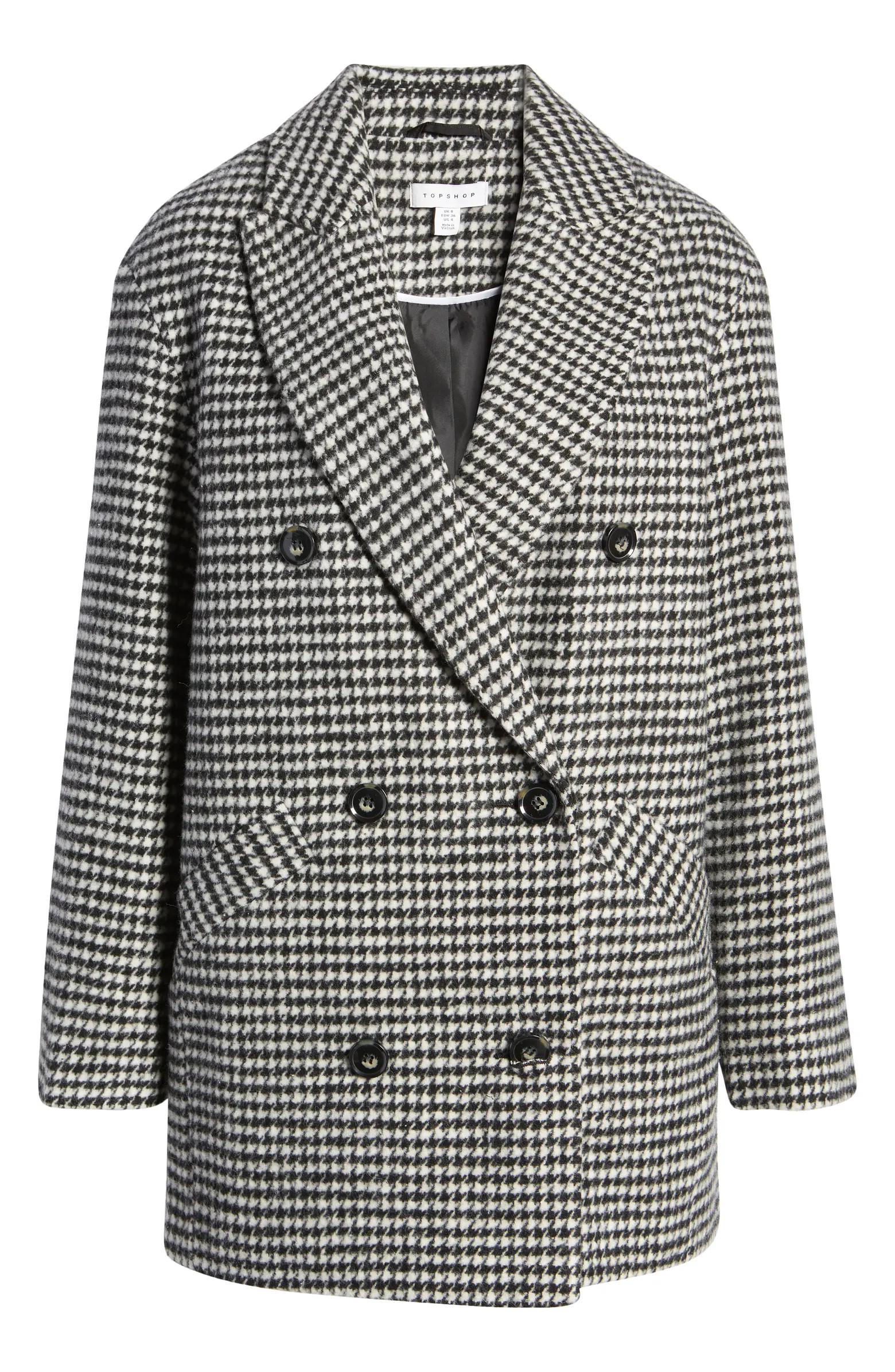 Topshop Stetson Houndstooth Check Coat | Nordstrom | Nordstrom