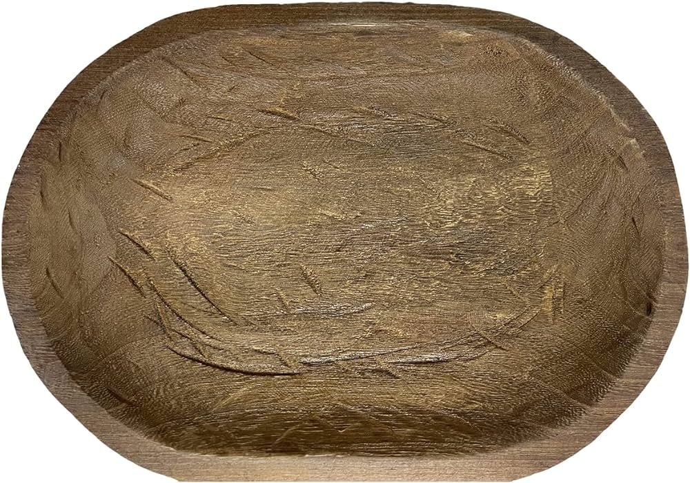Amb Creativitat Wooden Decorative Bowl Dark Brown Matte HandCrafted Salad Bowl For Table Decor Un... | Amazon (US)