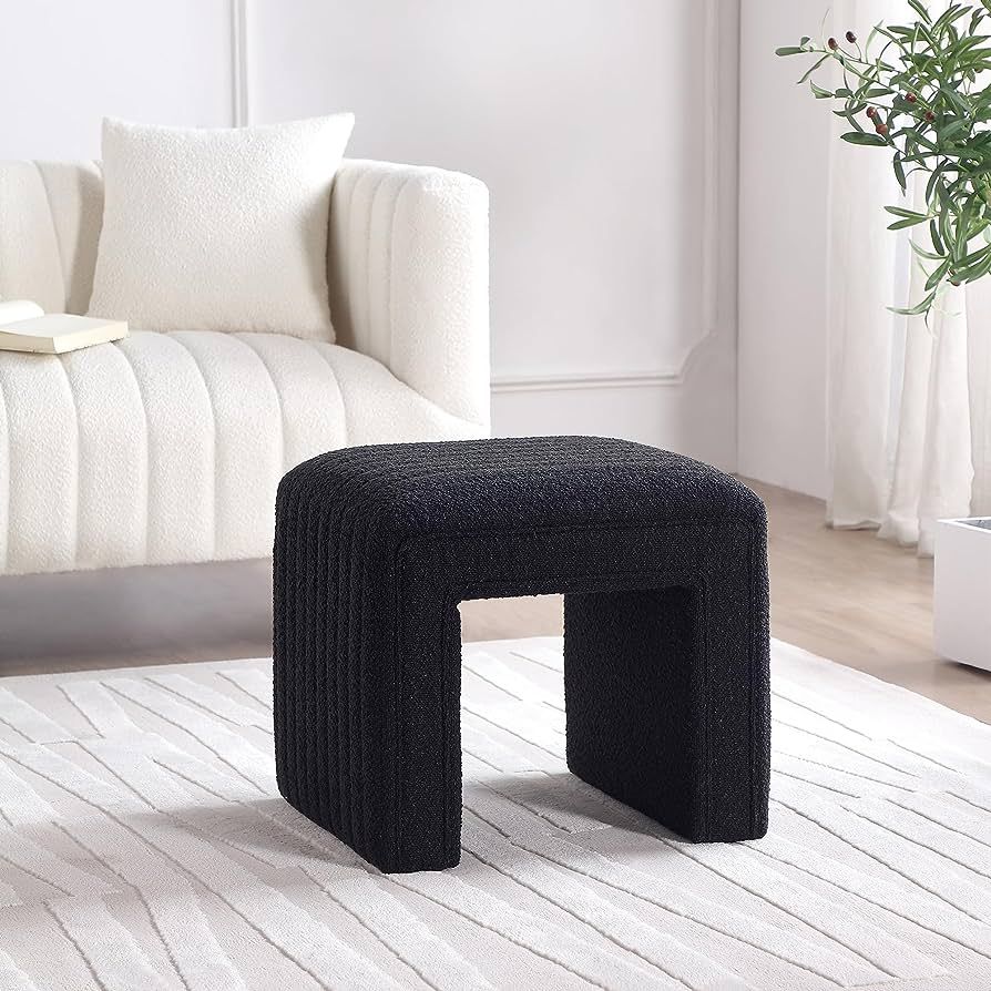 Get Set Style Vanity Stool Chair,Upholstered Boucle Ottoman Foot Stool for Vanity Stool with Wood... | Amazon (US)