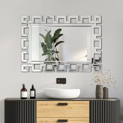 Airsurfer 24" x 36'' Modern Mirror Wall Hollow Square Hanging Decorative Mirror For Bathroom Living Room Entrance | Target