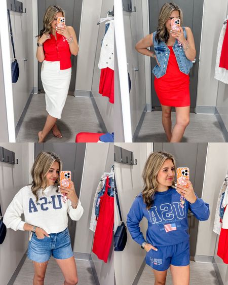 30% off Target fashion sale! Memorial Day sale with my fav red white and blue finds! USA sweater, denim shorts, red tank top, red dress, denim vest. 

#LTKFindsUnder100 #LTKSaleAlert #LTKFindsUnder50