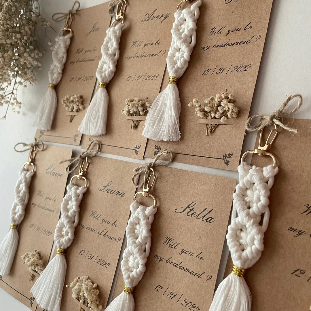 Personalized Boho Wedding favors in bulk ,Macrame Keychain, Wedding Gift, Babyshower Gift, Bag Ch... | Etsy (CAD)