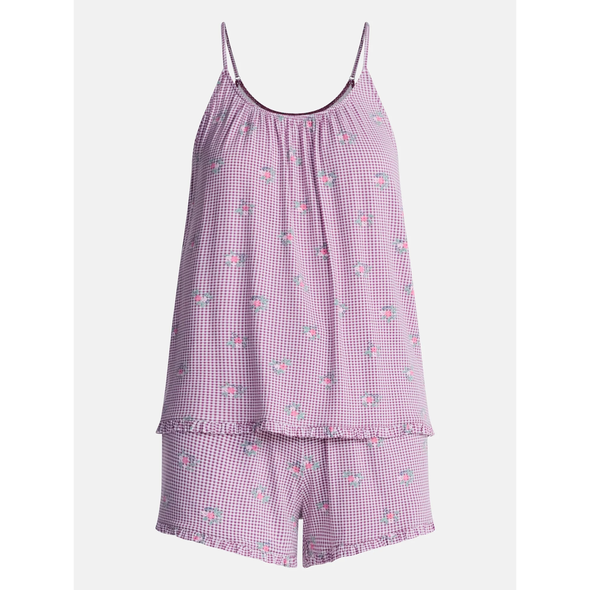 Joyspun Women’s Modal-Blend Ruffle Trim Cami and Shorts Sleepwear Set, 2-Piece, Sizes XS-3X | Walmart (US)