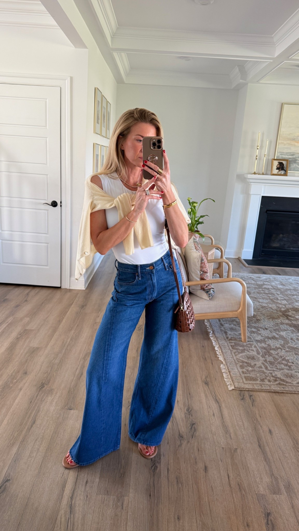 White tank + denim look. 
Top: runs TTS, wearing size small
Denim: run TTS

#LTKootd #LTKSeasonal #LTKdayinmylife