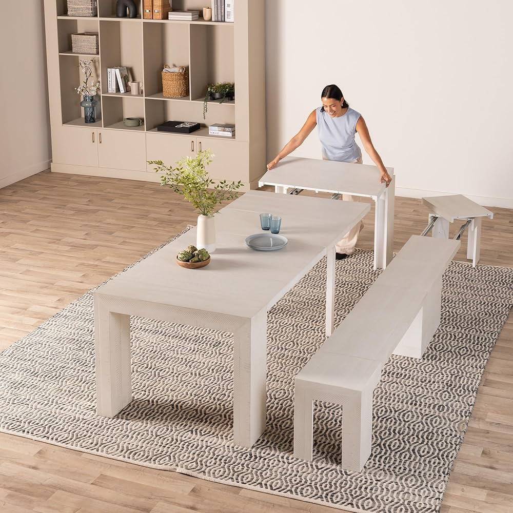 Transformer Table Dining Table Set for 4 to 12, Extendable Wood Dining Table with Expandable Benc... | Amazon (US)