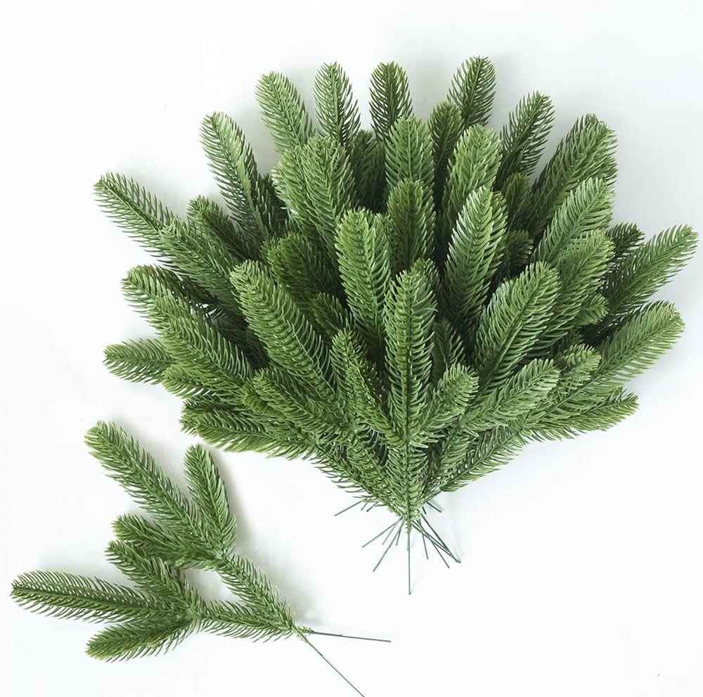 mizii 35Pcs Artificial Pine Branches Green Plants Fake Pine Needles DIY Accessories Greenery Deco... | Amazon (US)