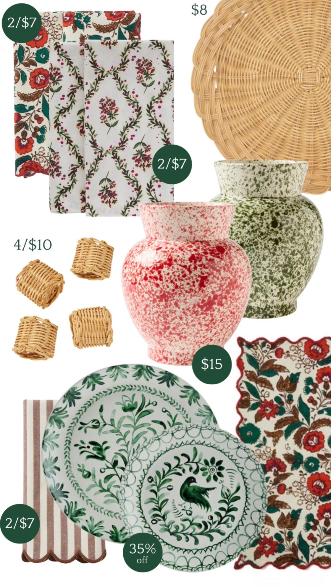 Red and green winter tablescape finds! Sale prices and huge savings! Perfect for holiday hosting! 

#LTKFindsUnder50 #LTKHoliday #LTKHome