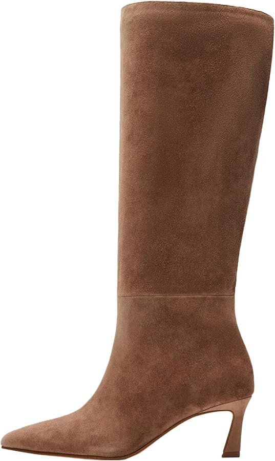 Women's Sexy GOGO Boots Fashion kitten Heel With Pointed toe Slip On Knee-High Boots | Amazon (US)