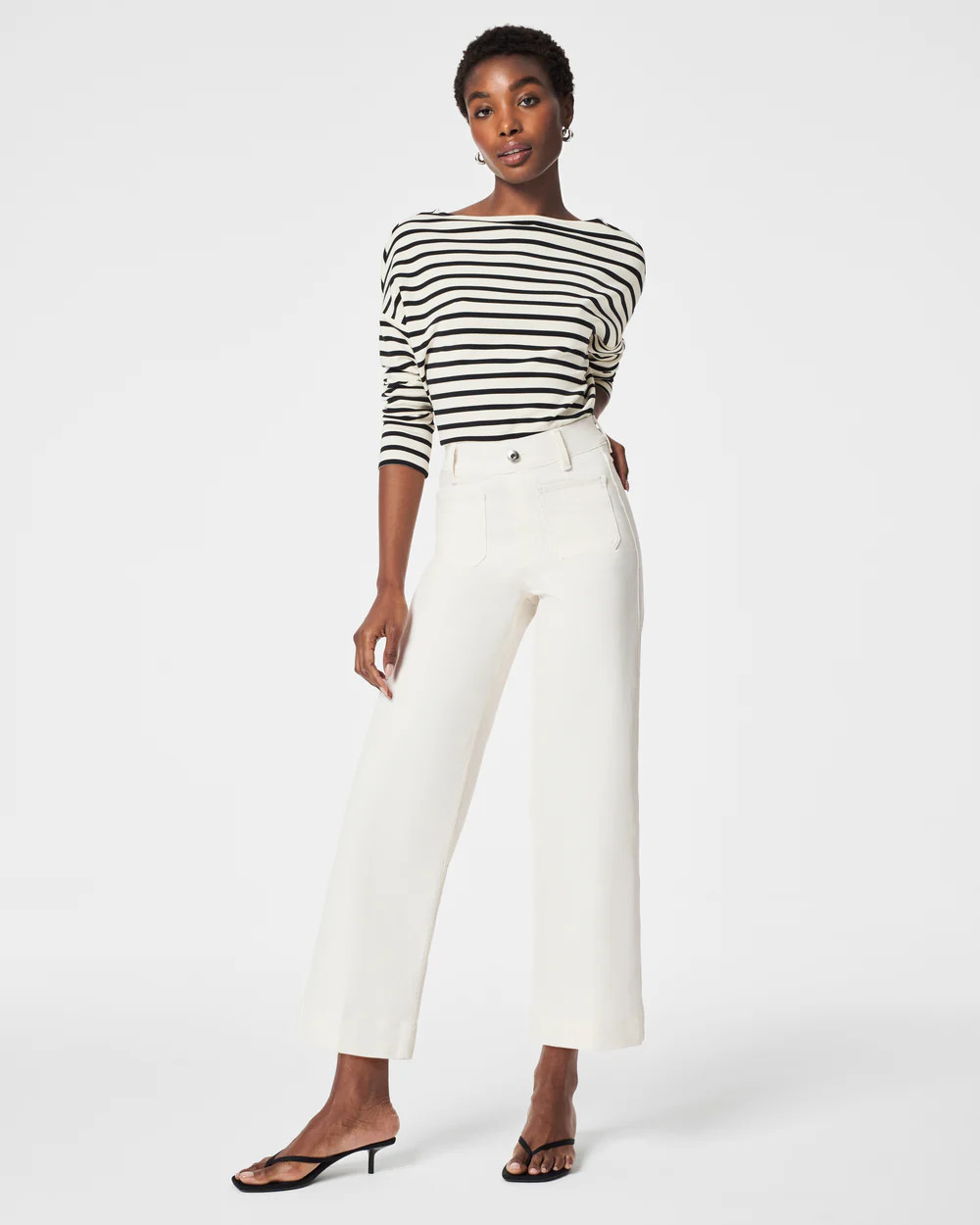 Cropped Wide-Leg Jeans, Ecru | Spanx
