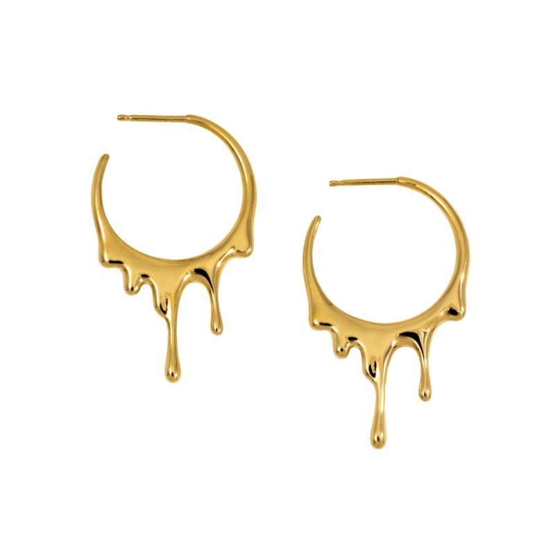 Dripping Circular S Gold Earrings | Wolf and Badger (Global excl. US)
