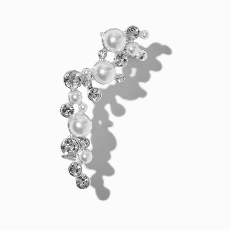 Pearl & Crystal Silver-tone Ear Crawler Earring | Claire's (US)