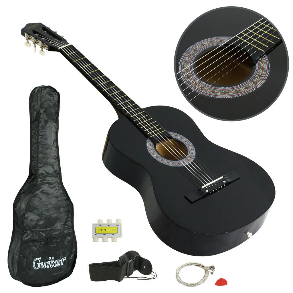 ZENY 38" New Beginners Acoustic Guitar with Case, Strap, Tuner and Pick, Black | Walmart (US)