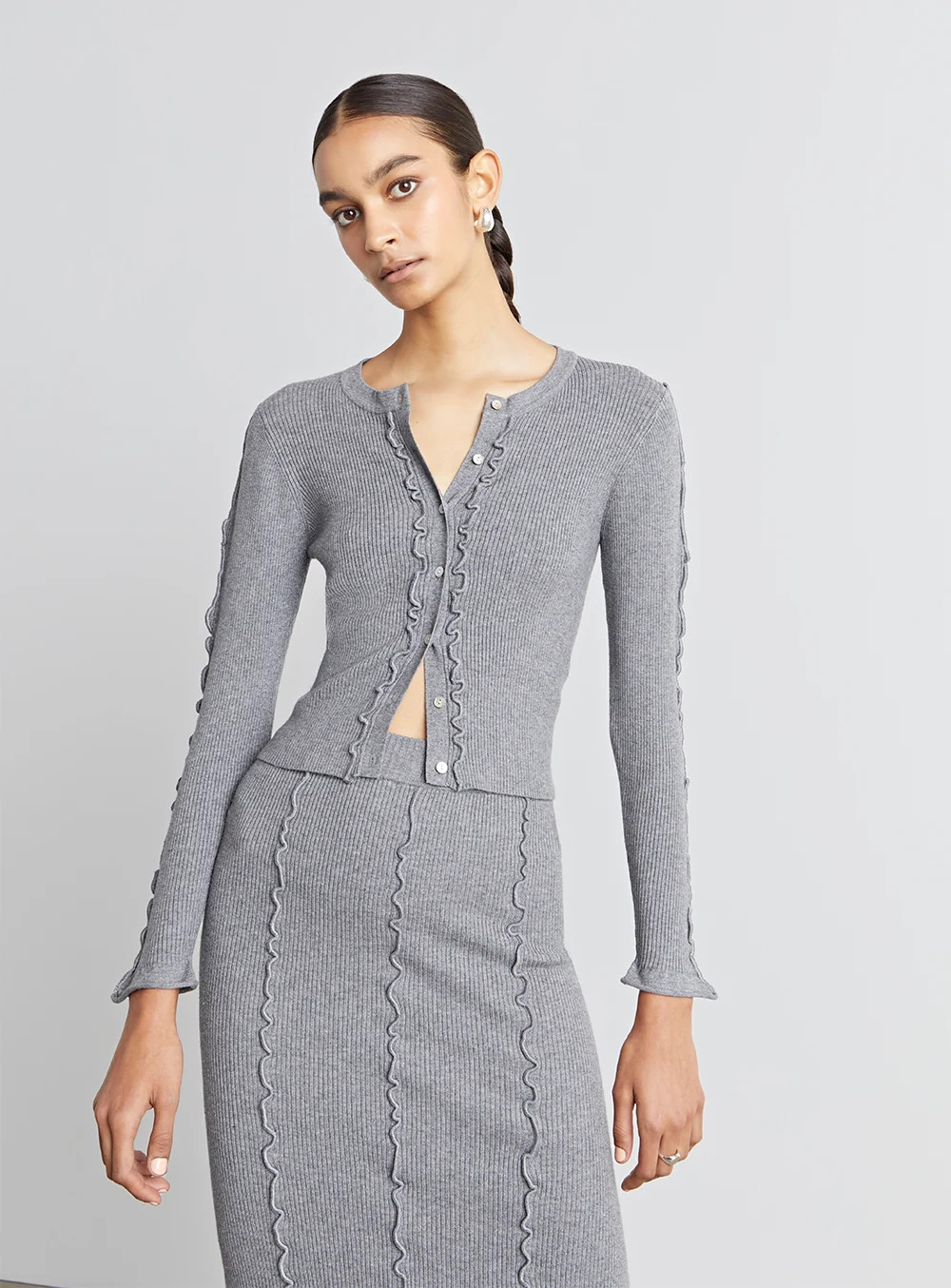 Matilda Wavy Ribbed Cardigan | Who What Wear Collection