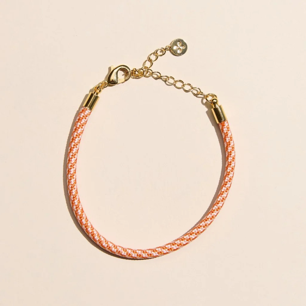 Orange & White Minimalist Cord Bracelet | Nickel and Suede