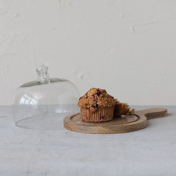 Handled Serving Tray with Glass Cloche Cover | Antique Farm House