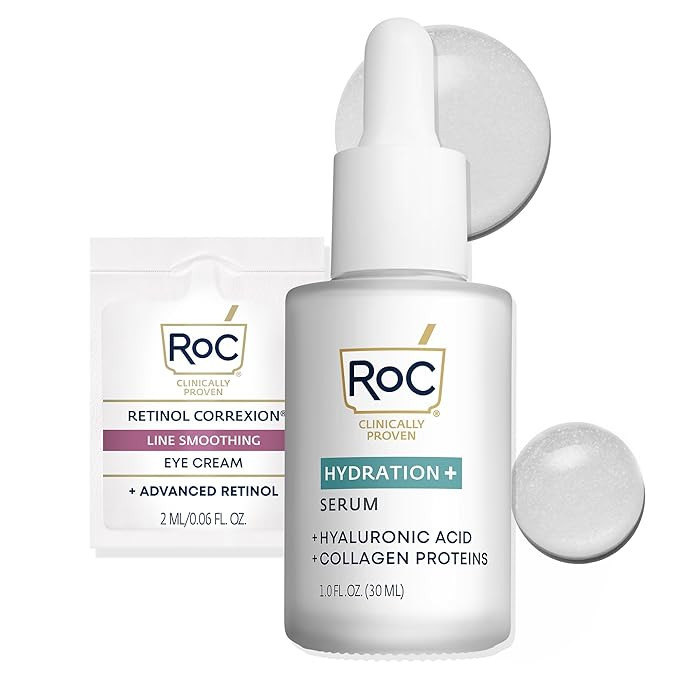 RoC Hydration+ Hyaluronic Acid Serum for Face, Hydrating, Plumping, Fragrance Free, Lightweight F... | Amazon (US)