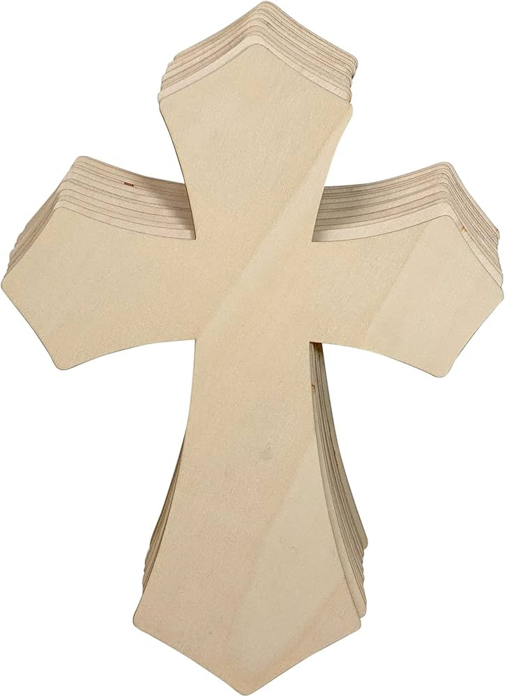 12 Inch 12 Pack Wood Cross Unfinished Wooden Crosses for Crafts Blank Wood Cross for Wall Decor D... | Amazon (US)