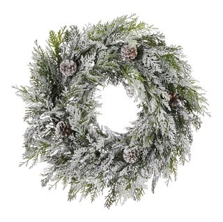 Couronne de Noël floquée scintillante en cèdre avec pommes de pin CANVAS, 24 po | Canadian Tire