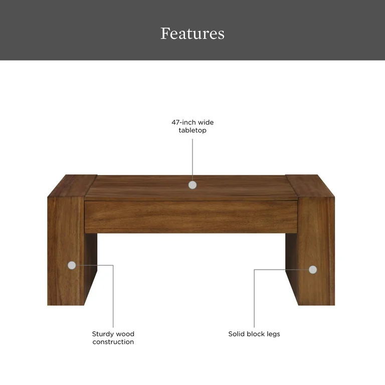 Better Homes & Gardens Ezra Oversized Coffee Table, Walnut | Walmart (US)