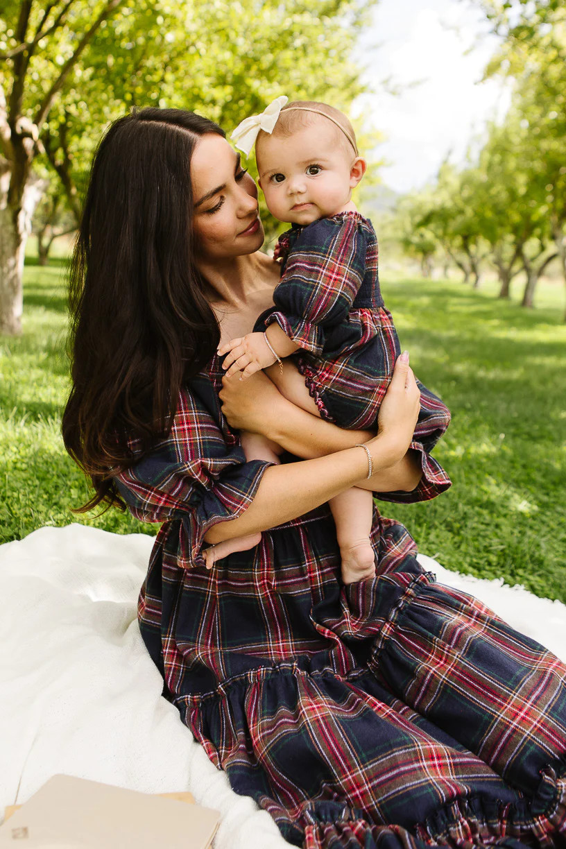 Baby Madeline Romper in Navy Plaid | Ivy City Co