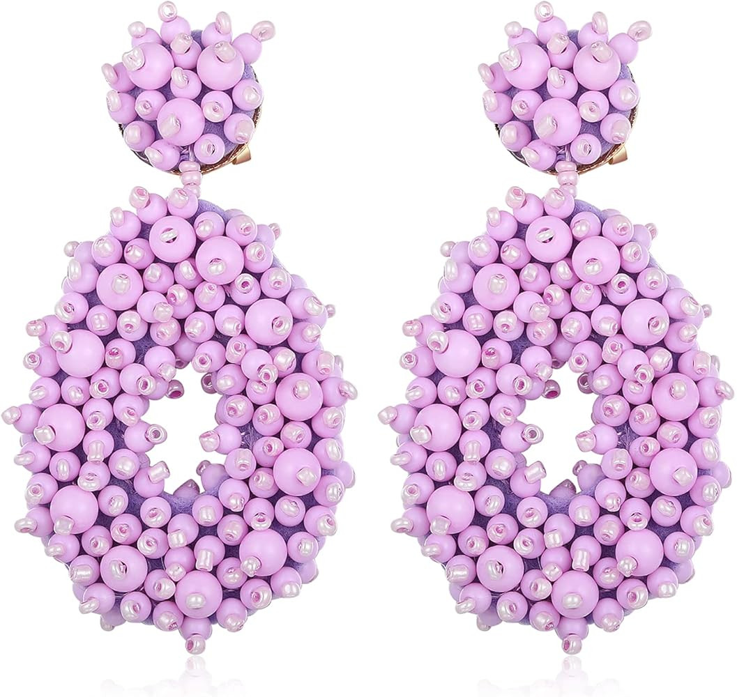 Statement Drop Earrings - Bohemian Beaded Teardrop Dangle Earrings Gift for Women | Amazon (US)
