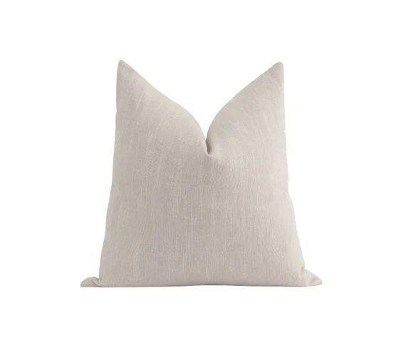 Beige Linen Pillow Cover Beige Linen Double Sided Decorative | Etsy | Etsy (US)