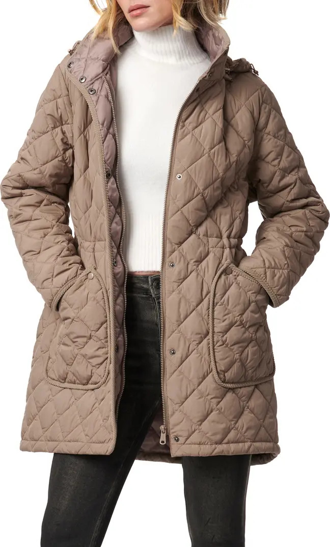 Bernardo Diamond Quilted Hooded Puffer Coat | Nordstrom | Nordstrom