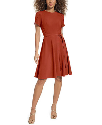 Women's Tulip Sleeve Fit & Flare Dress | Macy's