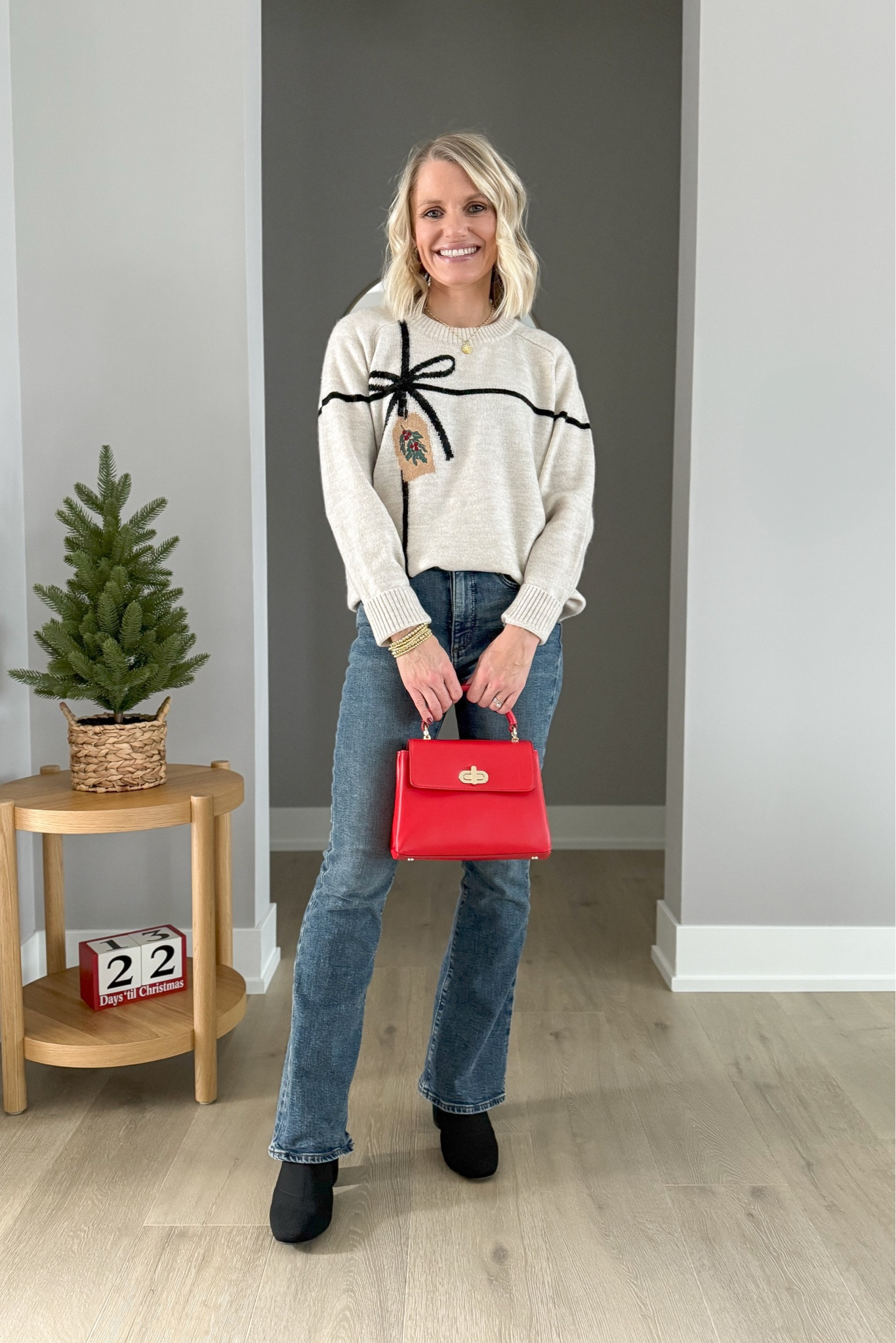 Casual Christmas outfit with a holiday sweater! Sweater- xs | jeans- 24/petite 

#LTKFindsUnder100 #LTKStyleTip #LTKHoliday