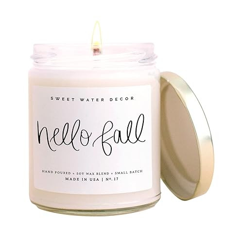 Sweet Water Decor Hello Fall Candle | Cinnamon, Apples, and Clove Autumn Scented Soy Candles for ... | Amazon (US)