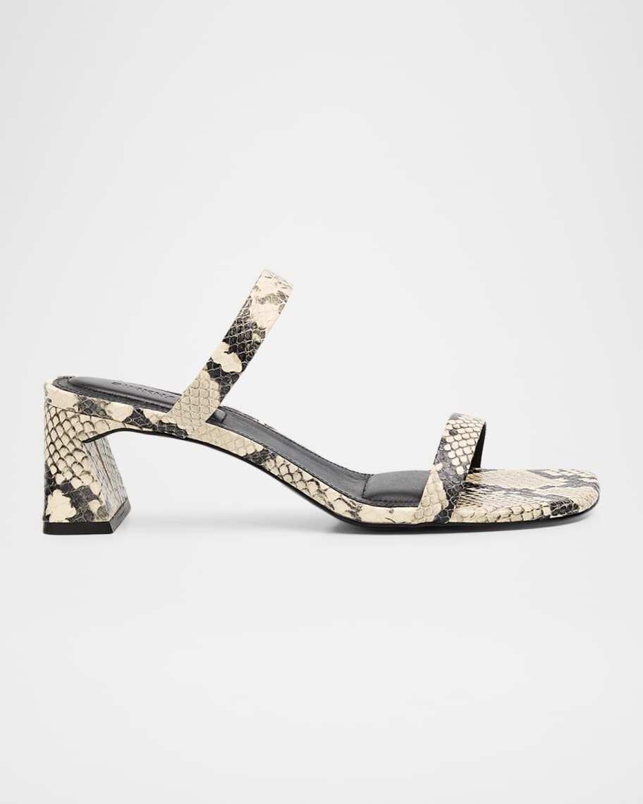Clara Snake-Printed Leather Sandals | Neiman Marcus