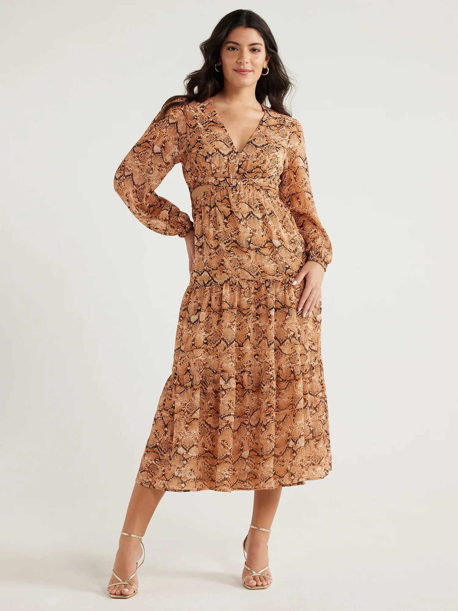 Sofia Jeans Women's and Women's Plus  Cutout Maxi Dress with Long Sleeves,  Sizes XS-5X | Walmart (US)