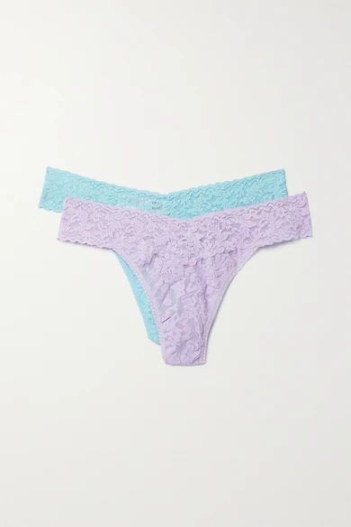 Hanky Panky - Signature Set Of Two Stretch-lace Thongs - Lavender | NET-A-PORTER (US)