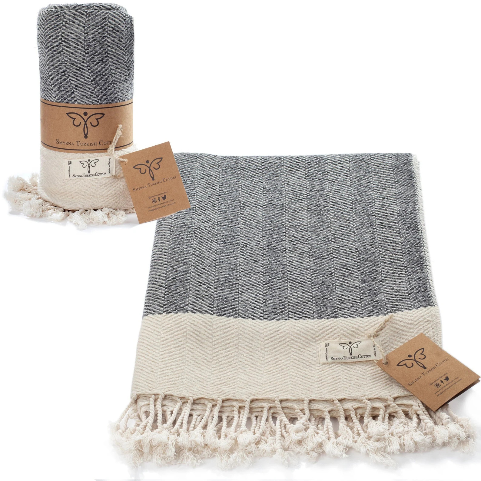 Smyrna Original Turkish Herringbone Throw Blanket 100% Cotton,50 x 60 Inches Vintage Decorative B... | Etsy (US)