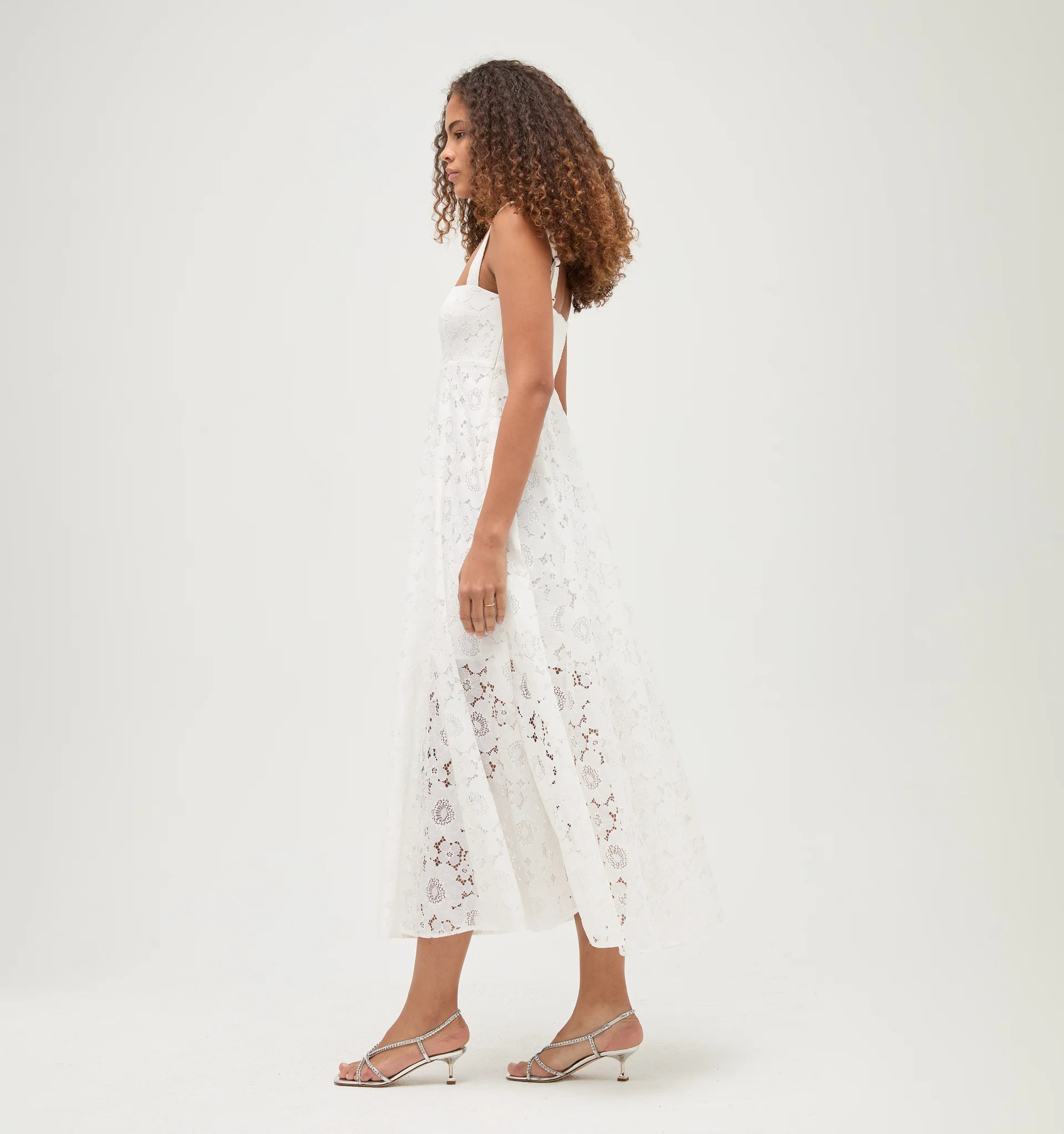 The Lace Rowena Dress - White Floral Lace | Hill House Home