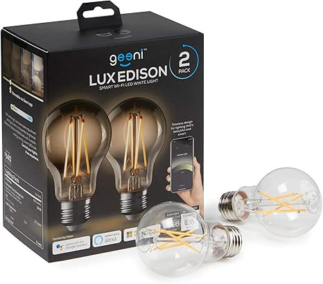 Geeni LUX Edison Wi-Fi LED Edison Smart Light Bulb, Soft White (2700K), 2-Pack – Dimmable LED B... | Amazon (US)