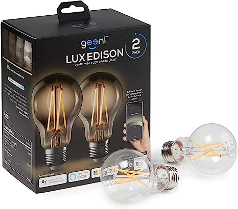 Geeni LUX Edison Wi-Fi LED Edison Smart Light Bulb, Soft White (2700K), 2-Pack – Dimmable LED B... | Amazon (US)