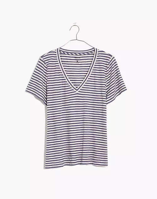 Whisper Cotton V-Neck Tee in Tierney Stripe | Madewell