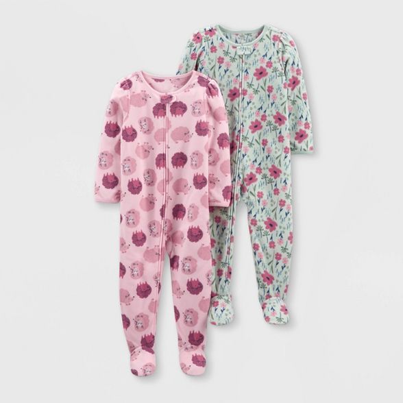 Toddler Girls' Hedgehog Fleece Footed Pajama - Just One You® made by carter's Green/Pink | Target