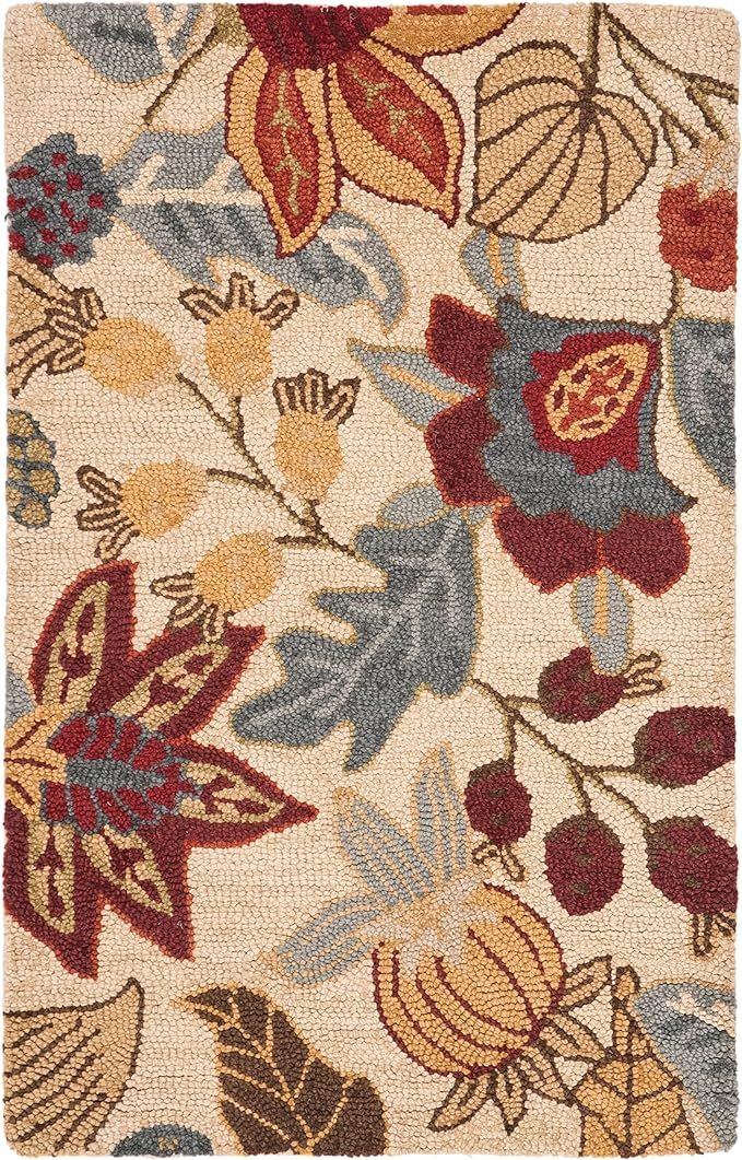 SAFAVIEH Jardin Collection 2'6" x 4' Beige / Multi JAR952A Handmade Floral Premium Wool Accent Ru... | Amazon (US)