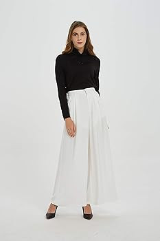 Tronjori Women High Waist Casual Wide Leg Long Palazzo Pants Trousers Regular Size | Amazon (US)
