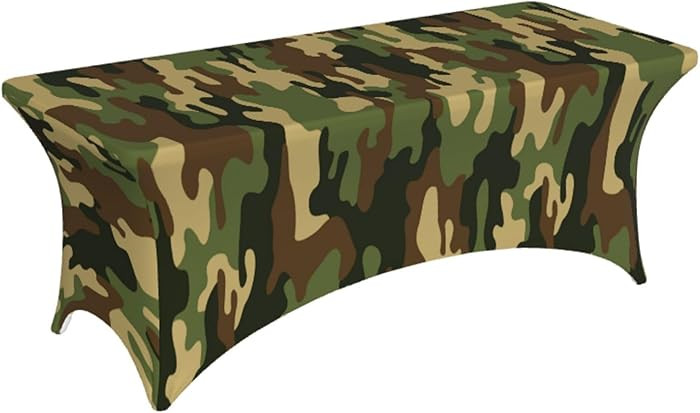 XBFCDN Military Army Green Camo 6 Ft Elastic Table Cover Fitted Rectangular Tablecloth for Party ... | Amazon (US)
