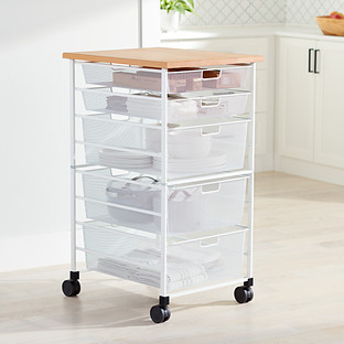 Elfa® Mesh Kitchen Cart White | The Container Store