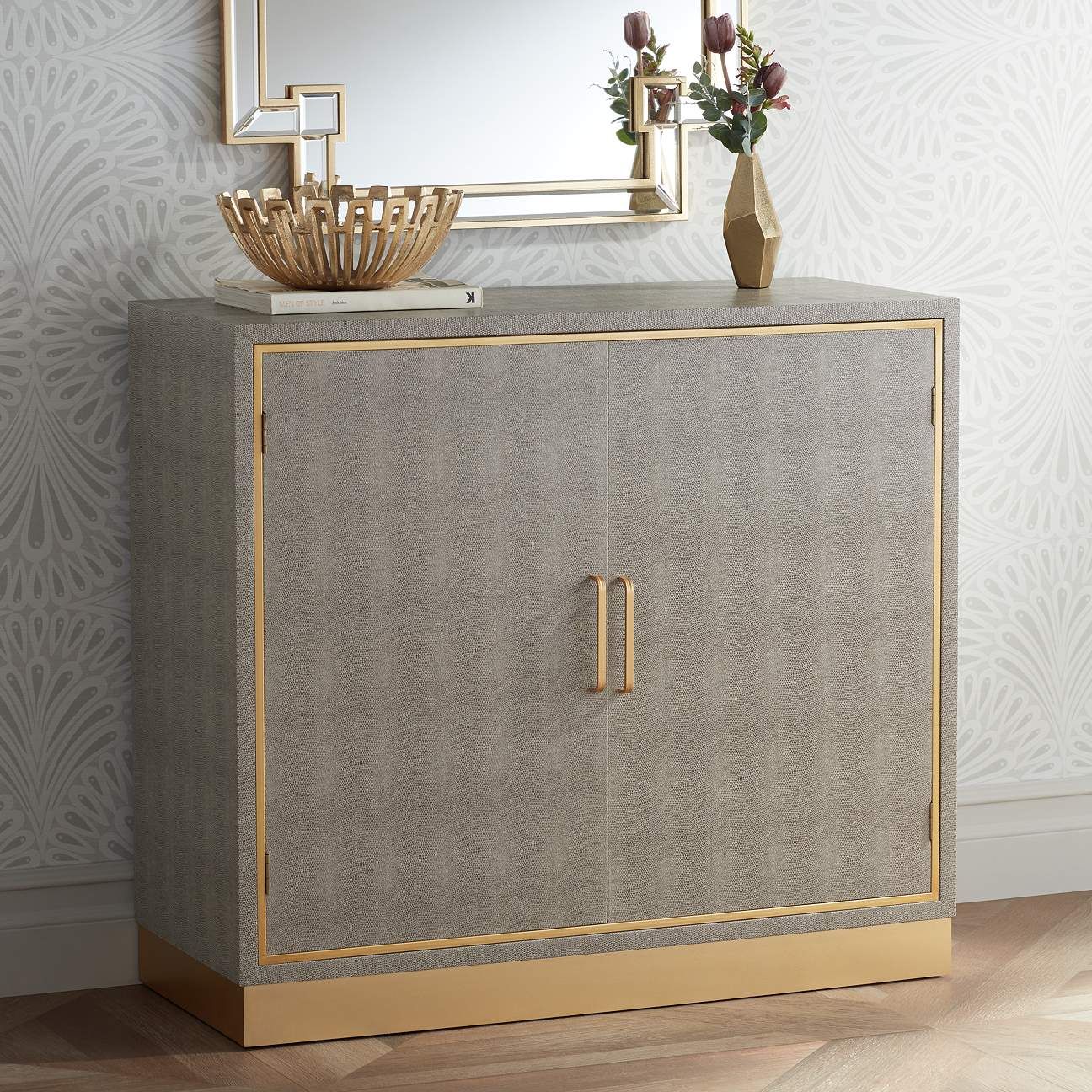 Sands Point 35 1/2" Wide Gray Shagreen 2-Door Accent Cabinet | Lamps Plus