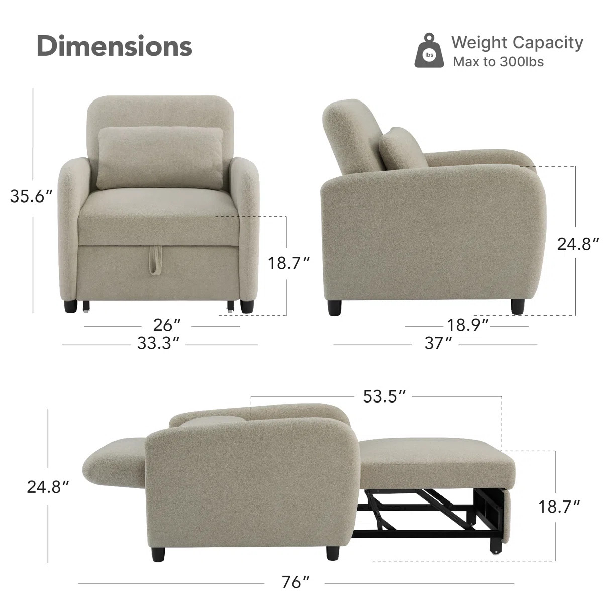Pebblea Chenille Convertible Chair Bed | Wayfair North America